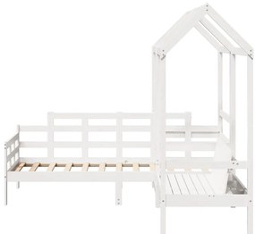 Conj. sofá-cama e banco c/ telhado 90x190cm pinho maciço branco