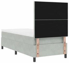 Cama Box Spring vidaXL com Colchão Cinza Claro 100x200 cm Veludo