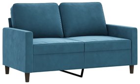 3 pcs conjunto de sofás com almofadas veludo azul