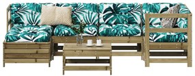 7 pcs conjunto sofás jardim madeira de pinho impregnada