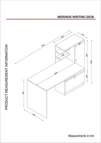 Secretária Merinos – Branco Nogueira – 149,5x120x61,8 cm | Tribo Home