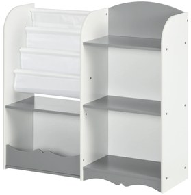 Organizador de Brinquedos Estante para Crianças com Prateleiras Abertas para Dormitório Sala de Jogos 85x26x84 cm Cinza