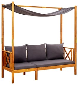 vidaXL Banco de jardim com toldo madeira de acácia maciça