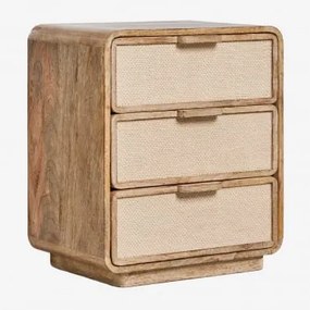 Mesa De Cabeceira 50x35 Cm Em Madeira De Manga, Mdf E Juta Abrams Madeira De Manga - Sklum