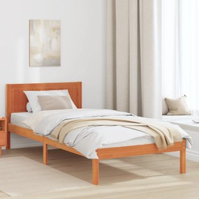 vidaXL Estrutura de Cama de Madeira de Pinho Castanho Encerado