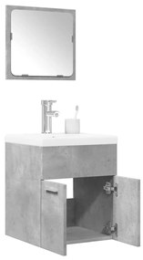 3 pcs conj. móveis casa banho derivados madeira cinza cimento