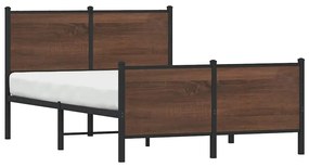 Estrutura de cama sem colchão 120x200cm metal carvalho castanho