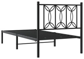 Estrutura de cama com cabeceira 90x200 cm metal preto