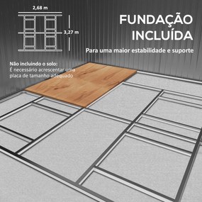 Abrigo de Jardim Exterior para Armazenamento de Ferramentas com 4 Janelas 12,4 m² 340x386x200 cm Castanho