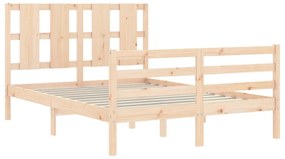 Estrutura de cama com cabeceira 140x190 cm madeira maciça