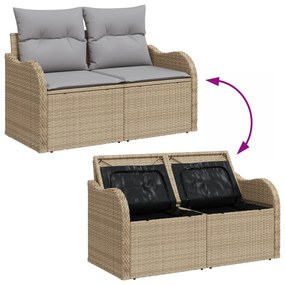 Conjunto de Sofá de Jardim vidaXL de 7 Peças com Almofadas Bege Polira