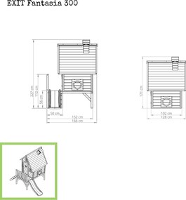 Casa de brincar exterior para crianças Fantasia 300 em madeira com escorrega natural