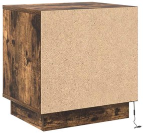 Criado-mudo com Luzes LED Carvalho Fumê 44x34,5x45 cm