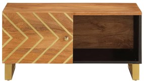 Mesa de centro 80x50x40 cm mangueira maciça castanho e preto