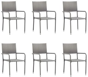vidaXL Cadeiras de jantar empilháveis para jardim 6 pcs vime PE cinza