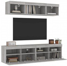 vidaXL 5 pcs móveis parede p/ TV c/ LEDs deriv. madeira cinza sonoma