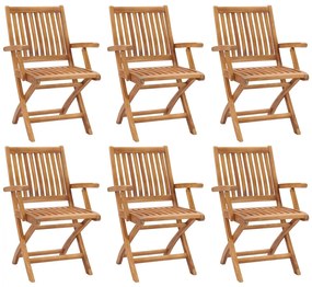 vidaXL Cadeiras de jardim dobráveis 6 pcs madeira de teca maciça
