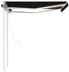 Toldo automático c/ LED e sensor de vento 3x2,5 m antracite