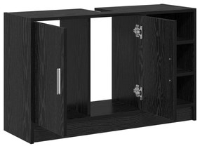 Armário de Pia Carvalho Preto 90x29x55 cm Madeira Engenharia