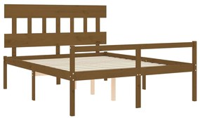 Cama idosos king size c/ cabeceira madeira maciça castanho-mel