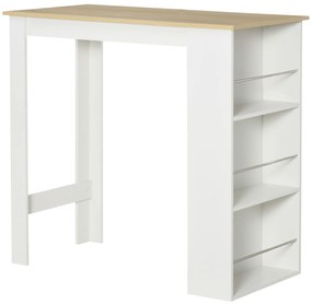 HOMCOM Mesa Bar Bistrô 3 Prateleiras Suporte Estilo Moderno Cozinha Sala Jantar 112x57x106 cm Branco