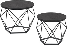 Conjunto de duas mesas de centro redondas com design moderno | VASAGLE | 60 x 60 x 45 cm | LCT041B22.