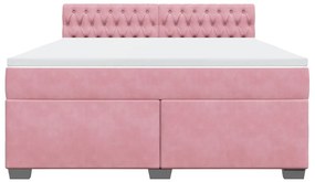 Cama com molas/colchão 180x200 cm veludo rosa