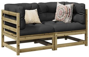 2 pcs conjunto de sofás para jardim madeira de pinho impregnada