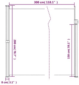 Toldo lateral retrátil 200x300 cm castanho