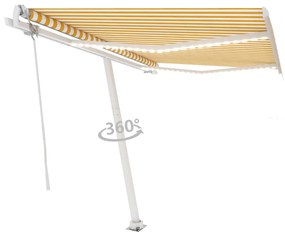 Toldo autom. c/ LED e sensor de vento 350x250 cm amarelo/branco