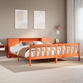 vidaXL Cama com estante sem colchão 180x200 cm madeira maciça