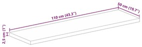 Tampo de mesa retangular 110x50x2,5cm madeira recuperada maciça