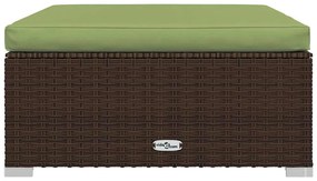4 pcs conjunto lounge jardim c/ almofadões vime PE castanho