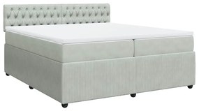 Cama com molas/colchão 200x200 cm veludo cinzento-claro