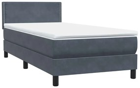 Cama com molas/colchão cinza-escuro 80x220 cm veludo