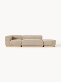 Chaise longue modular em teddy-bouclé com banco Natalie