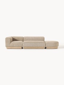 Módulo com chaise longue em teddy-bouclé Natalie, com repousa pés