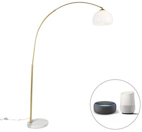 LED Lâmpada de arco inteligente de latão com abajur branco incl. Wifi A60 - Arc Basic Moderno