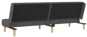 Sofá-cama de 2 lugares tecido cinzento-escuro