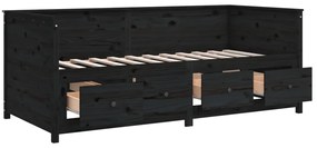 Sofá-cama 100x200 cm madeira de pinho maciça preto