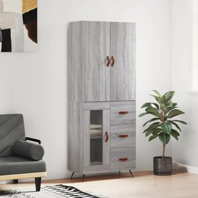 vidaXL Armário alto 69,5x34x180 cm derivados de madeira sonoma cinza