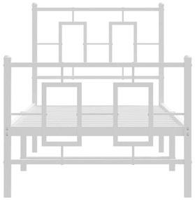 Estrutura de cama com cabeceira e pés 75x190 cm metal branco