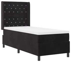 Cama Box com Colchão Preta 80x200 cm Veludo