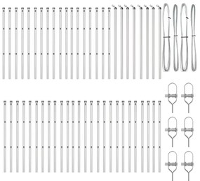 Postes de Cerca 52 pcs Ø32 mm 80 cm em Aço Galvanizado