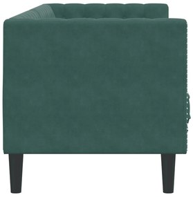 Sofá chesterfield com rolos 3 lugares veludo verde-escuro