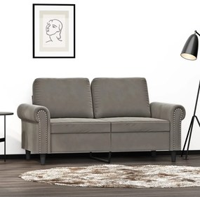 vidaXL Sofá de 2 lugares 120 cm veludo cinzento-claro