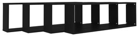 Prateleiras parede forma de cubo 4pcs derivados madeira preto