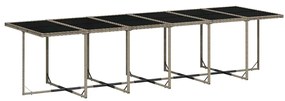 13 pcs conjunto jantar p/ jardim c/ almofadões vime PE cinzento