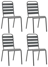 Cadeiras de jardim design ripado 4 pcs aço cinzento-escuro