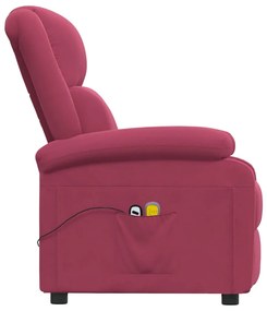 Poltrona de massagens elétrica veludo vermelho tinto